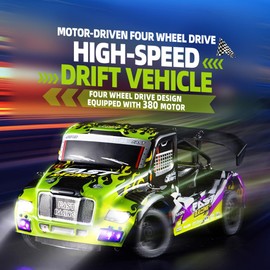 YIKESHU RC Drift Car 1/16 Scale RC Truck 4x4 RC Car Remote Control Drifting Truck High Speed 40 KM/H All Terrain with 380 Motor Proportional Throttle Steering Metal Chassis Hobby Toy Adult 16+