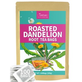 TeeLux Roasted Dandelion Root Tea Bags, Premium Natural Dandelion Root Herbal Tea, Caffeine Free, 100 Tea Bags