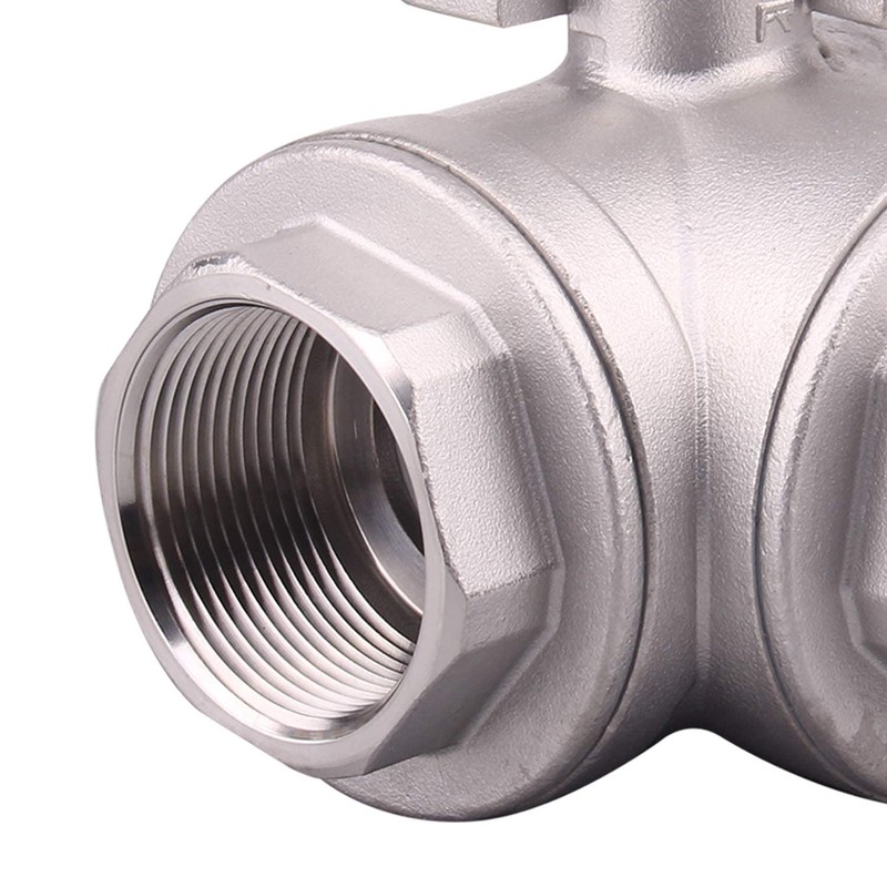 DERNORD 3-Way Ball Valve, T Mounting Pad, Stainless Steel 304