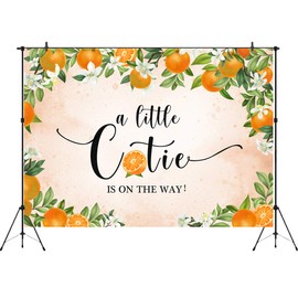Aperturee 7x5ft Little Cutie Baby Shower Backdrop Tangerine Citrus Organge Flowers Floral a Little Cutie is on The Way Photography Background Pink Party Decoration Banner Supplies Photo Booth Studio