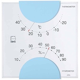Empex LV-4906 Weather Meter, Thermometer, Hygrometer, LV-4906, Can be used as a stand-alone product, Made in Japan, Light Blue, 4.1 x 4.0 x 0.8 inches (10.5 x 10.2 x 2 cm)