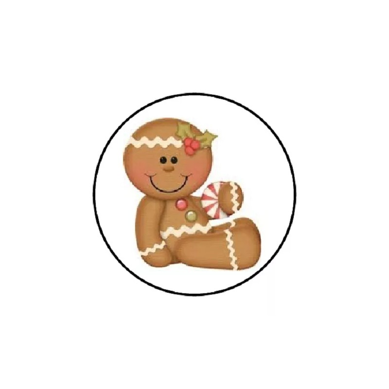 handmade 48 GINGERBREAD MAN CHRISTMAS ENVELOPE SEALS LABELS STICKERS 1.2"