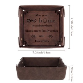 Housewarming Gift for New House New Home Owners Valet Tray, Realtor Closing for Couple Men Women Friend Bedside Nightstand Organiser PU Leather Tray for Accessories