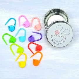 Set of 10 Stitch Markers in a tin