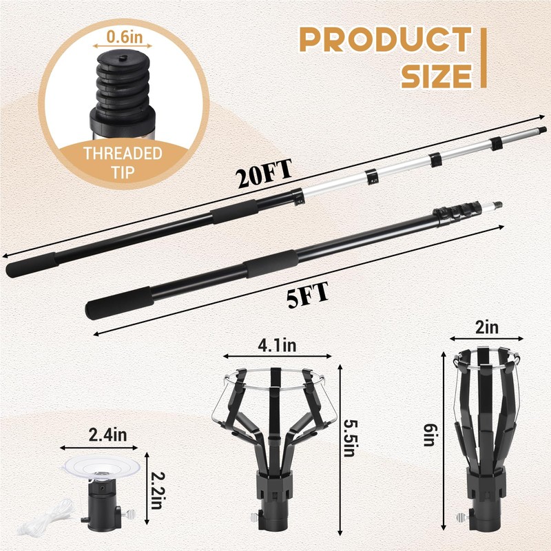 GADFISH 26FT Reach Light Bulb Changer for High Ceilings, 5-20FT