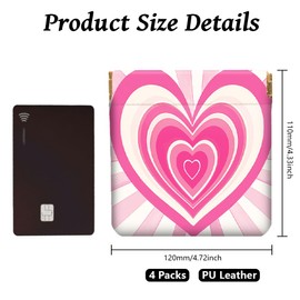 Peacoblue 4Stk Kleine Leder-Münzgeldbörse für Damen - Süßes Liebesherz-Muster, wasserdicht und strapazierfähig, Mini-Geldbörse, Erwachsene Mädchen