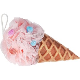 Esponja de Baño Rosa en Forma de Cono de Helado, PE, Flexible