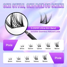 Elitefe Lash Extension Kit DIY Lash Clusters Kit Eyelash Extensions Individual Lashes Extensions with (Bond,Seal,Tweezers,132Pcs,Pixie,0.07D,10-16mm)