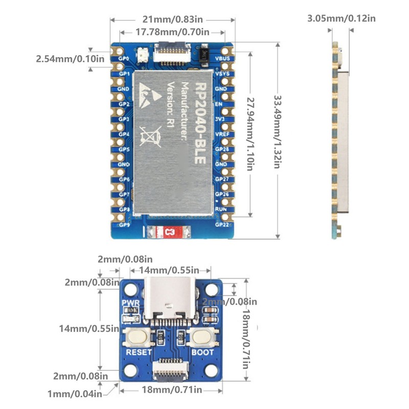 Microcontroller Development Board Split USB Interface Bluetooth 5.1 Dual Mode