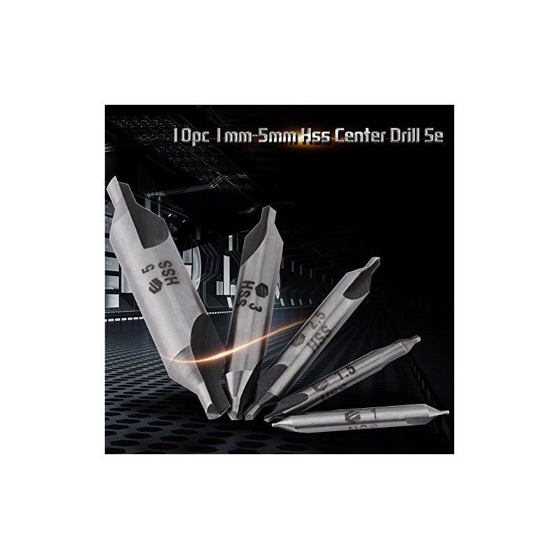 Wifehelper 10pcs Center Drill bits Set 60 Degree Combined Countersink