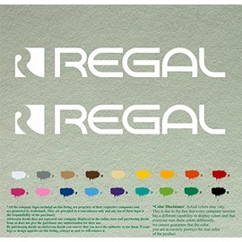 Pair Regal Compatible Replacement Decals Vinyl Trailer Logo Stickers Boat Outboard Motor Set of 2 (White 010, 12