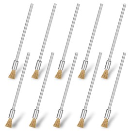 Giantree Pack of 10 Wire Brushes, 3 mm Wire Brush for Drills Small Wire Brushes Brass Brush Polishing Cleaning Rotary Tool Steel Wire Brush for Cleaning Rust Corrosion Dirt Paint
