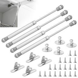 4 Pieces Gas Pressure Damper 100N/10kg Gas Lift Pressure Cabinet Door Hinges for Kitchen Cabinet Toy Box Hinges Heavy Lid Lifting Support, Silver