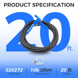 ETERMETA 520272 Replacement Temperature Sensor 20ft Cable, Air/Water/Solar Temperature Sensor, 2 Pack