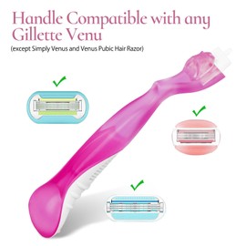 VANEST Replacement Handle Compatible with Gillette Venus, Comfort Glide Razor Handle Non-Slip Ergonomic Handles for Women (Hot Pink)