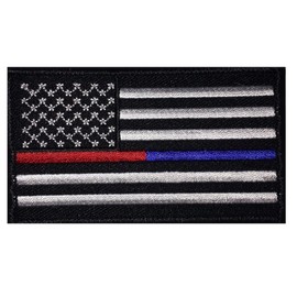 USA Flag Thin Blue Red Line Police - Firefighter 3.0 X 2.0 Hook Patch by Miltacusa