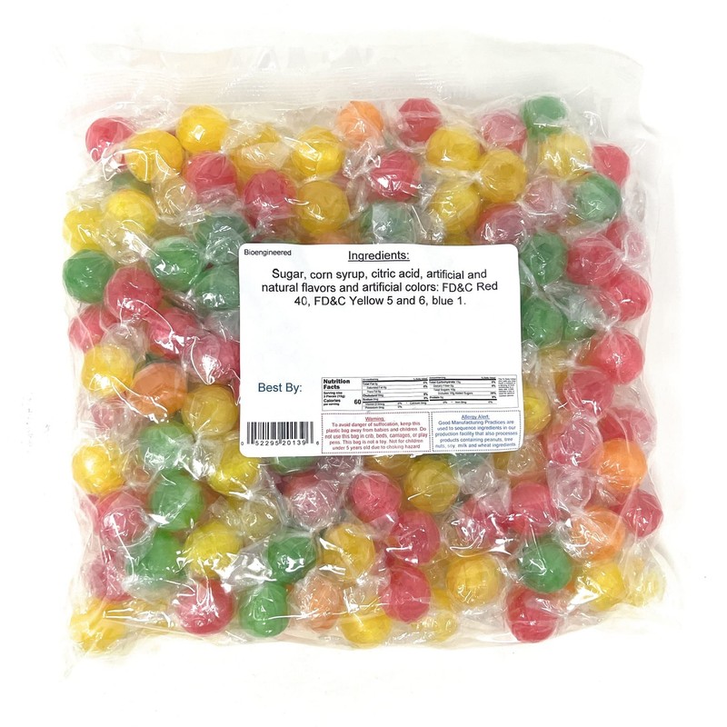 YANKEETRADERS Assorted Sour Fruit Balls, 2 Lb Bag