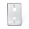 Leviton Stainless Steel QUICKPORT Wallplate, Single Gang, 2-Port, 43080-1S2
