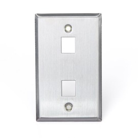 Leviton Stainless Steel QUICKPORT Wallplate, Single Gang, 2-Port, 43080-1S2
