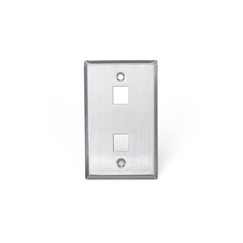 Leviton Stainless Steel QUICKPORT Wallplate, Single Gang, 2-Port, 43080-1S2