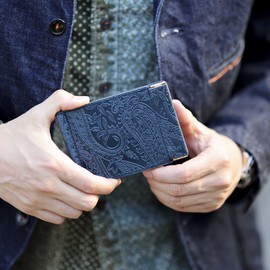 VINCENT CRAFTED Tochigi Leather Wallet, Money Clip, Bifold Wallet, Compact Wallet, Mini Wallet, Small Wallet, Women's, Men's, Clasp, Coin Purse, Card Case, navy