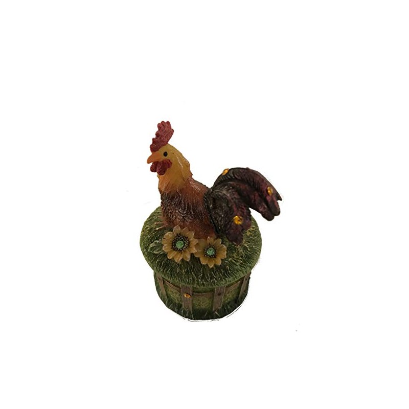 3" High Jeweled Rooster Trinket Box