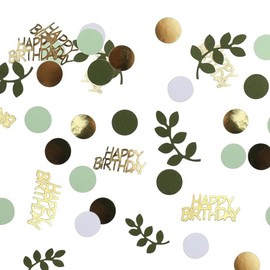 FONGKNOX 100 pcs Birthday Decorative Confetti Unisex Confetti Birthday Table Decoration Happy Birthday Confetti Gold Green Scatter Birthday Party Anniversary Table Party Decorations