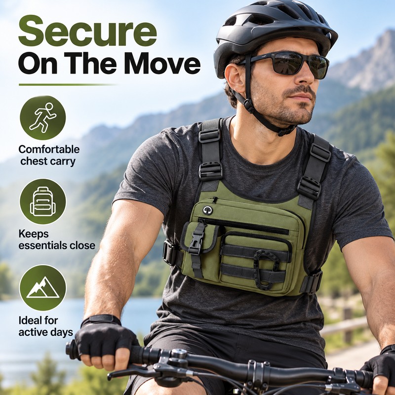 Tactical Chest Bag for Men, Water-Resistant Crossbody Sling Backpack with