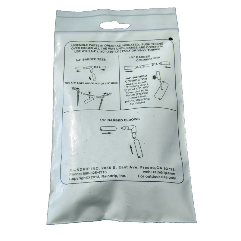 Raindrip 312050B Drip Irrigation Fittings Single Barbed Coupling Connectors, 1/4-Inch,