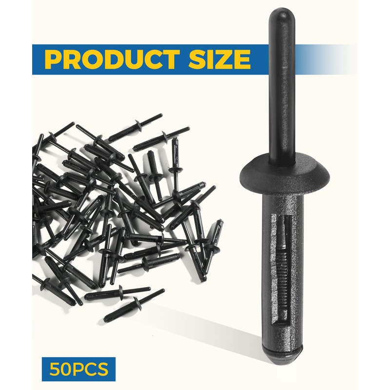 UBOG Plastic Rivets,Car Accessories 1/4" Hole Plastic Rivet,Fender Liner Bumper