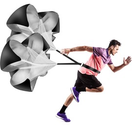 Vhxorrz Running Parachute Pack of 2 - 56 Inch Speed Resistance Chute for Football, Basketball Training - Adults, Youth, Kids (Black)