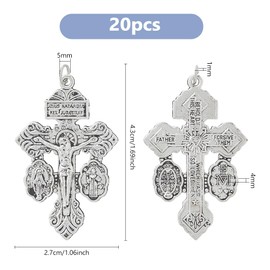 DICOSMETIC 20Pcs Cross Charms Alloy Crucifix Charms Religious Crosses Pendants Tibetan Style Prayer Pendants Large Cross Charms with Jump Ring for Jewelry Making Bracelet Necklace
