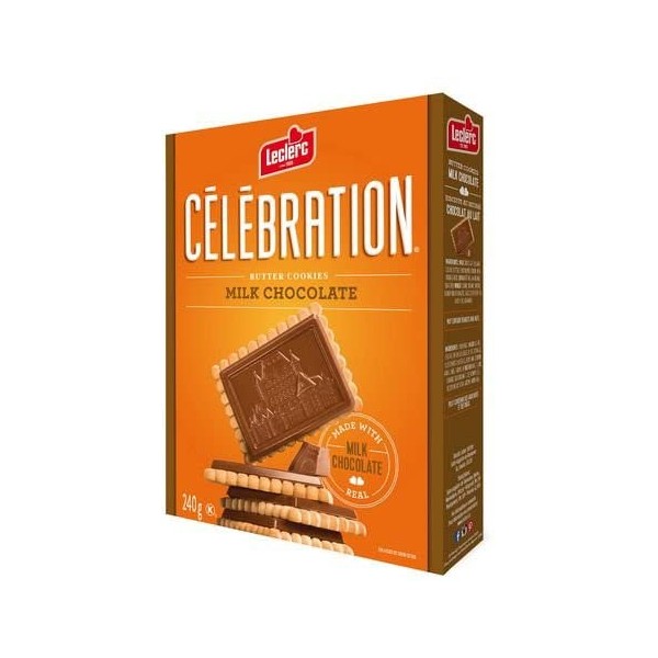 Leclerc Celebration Milk Chocolate Butter Cookies Made with Real Milk Chocolate 240g from Canada