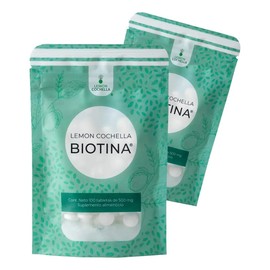 Kit 2 Biotina Lemon Cochella 100 - 100 Tabs Sin Sabor