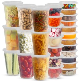 Klex Deli Containers with Airtight Lids, BPA Free Heavyweight Plastic Meal Prep Food Container for Soup, Freezer & Dishwasher & Microwave Safe, Commercial Grade, 12 oz, Round, Translucent, 12 Sets