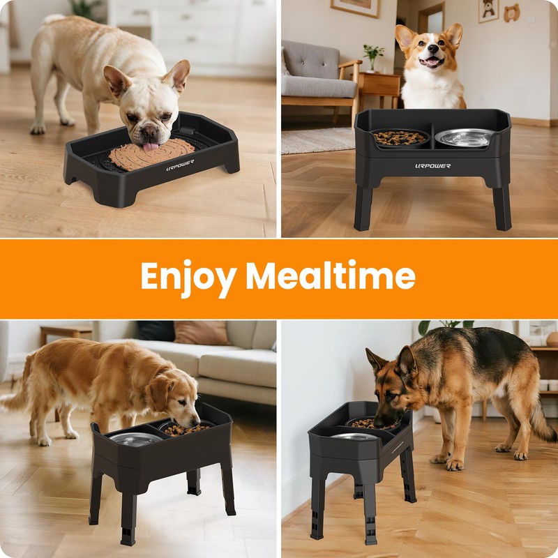 URPOWER Mess Proof Elevated Dog Bowls 4 Height Adjustable Raised