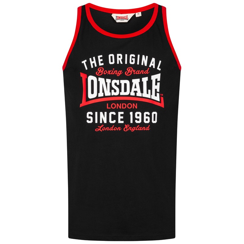 Lonsdale London ANDOVER Uomo Canotta nero L 100% cotone Regular