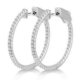 Hitlinker Moissanite Hoop Earrings for Women S925 Sterling Silver D Color VVS1 Round Cut Lab Created Moissanite Earrings
