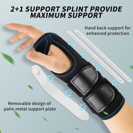 GLEEMEN Wrist Bandage, Adjustable Wrist Brace Fitness for Men and Women with Velcro Fastening, Wrist Support with Metal Splint Stabiliser for Arthritis, Sports Protection (S/M, Right Hand)