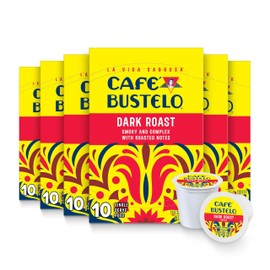 Café Bustelo Dark Roast, Single Serve Coffee Pods, 10 Count (Pack of 6)
