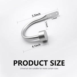 2PCS Curtain Holdbacks, Wall Mounted Curtain Holders, Curtain Hooks for Drapes, Curtains Tie Backs Hooks for Bedroom, Living Room, Silver