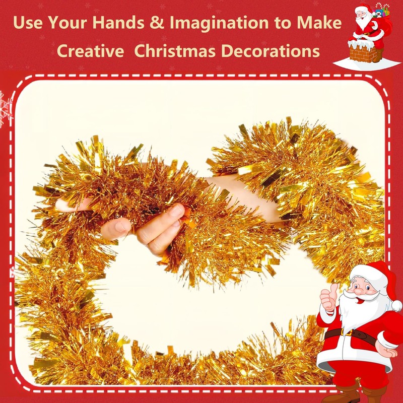 TAZZOR 12 m Tinsel Christmas Tree Gold Christmas Tree Garland