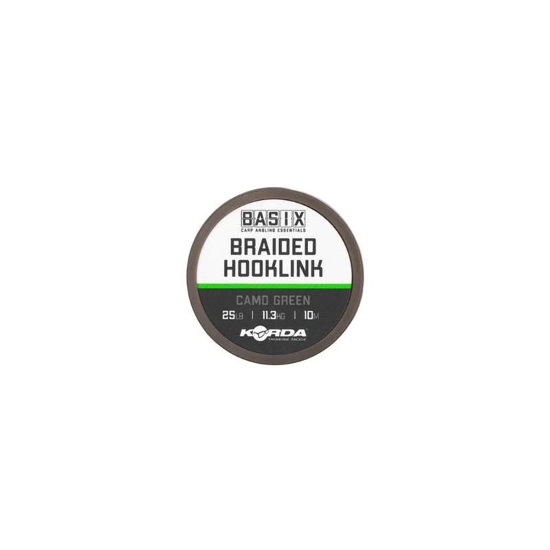 Korda Basix Braided Hooklink 25lb 10m - Soft Camo Green