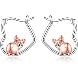 DAYLINLOVE Corgi Earrings 925 Sterling Silver Dog Hoop Earrings Cute Animal Jewellery Gifts for Women