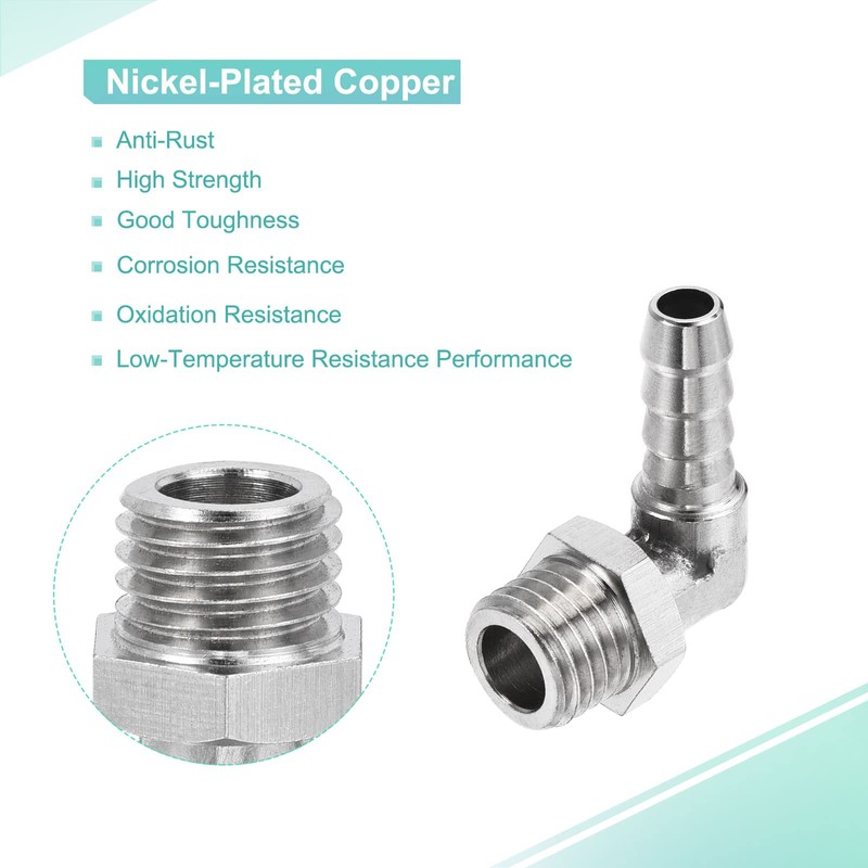 sourcing map Pack of 2 Nickel-Plated Copper Hose Nozzles 6
