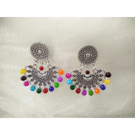 Unbranded earrings jhumka - oxidised silver plate alloy jhumki multicolor..