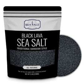 Black Salt, Hawaiian-Style Black Lava Sea Salt, Black Sea Salt with Activated Charcoal, Black Hawaiian Sea Salt for Cooking & Finishing, 5 LB Pouch, Sea Salt Superstore