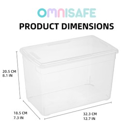 OMNISAFE 6 Pack 12 Quart Stackable Plastic Storage Bins, BPA-Free Nestable Container with Latching Lid to Organize Shoes, See-Through Box for Home and Office, Multi-Purpose Storage Case, Clear Shoebox