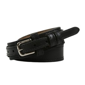 R.G. BULLCO - 1-1/2" Full Grain Ranger Leather Belt with Snaps, Solid Buckle and Double Edge Stitch - Black - Size 38 - RGB-129