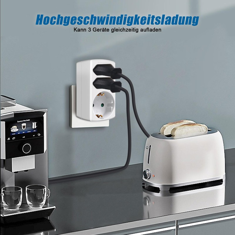 EXTRASTAR Multi-socket 3-way socket adapter, 2 Euro + 1 Schuko